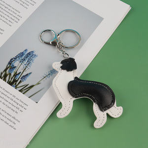 New arrival cartoon puppy leather keychain key ring bag pendant for sale