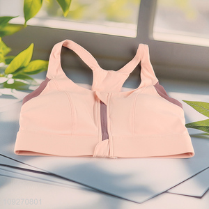 Online wholesale breathable sports women underwear women bra with zipper