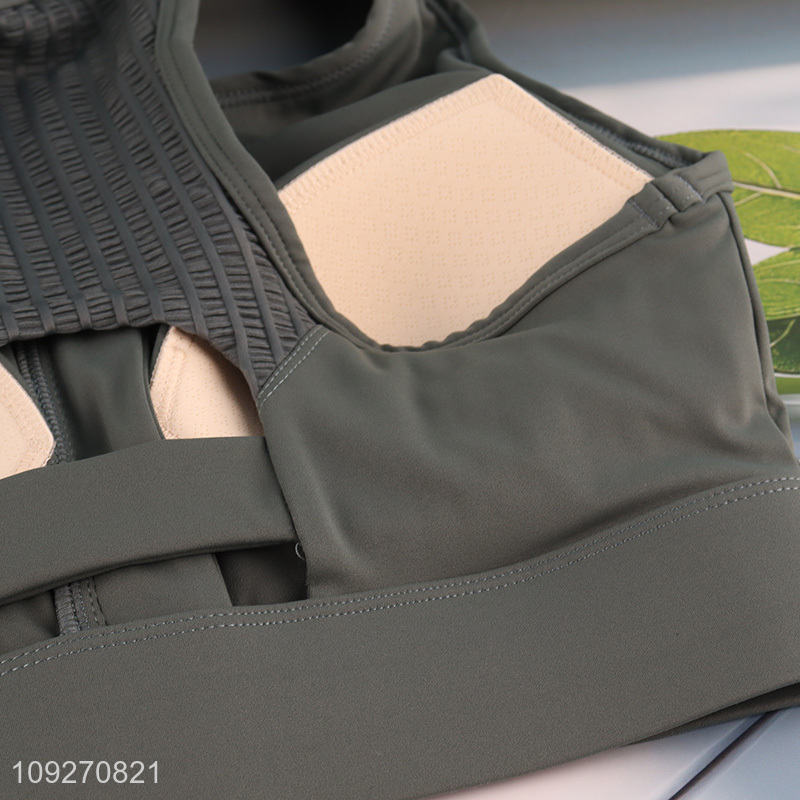 Top products breathable sports women underwear women bra with zipper