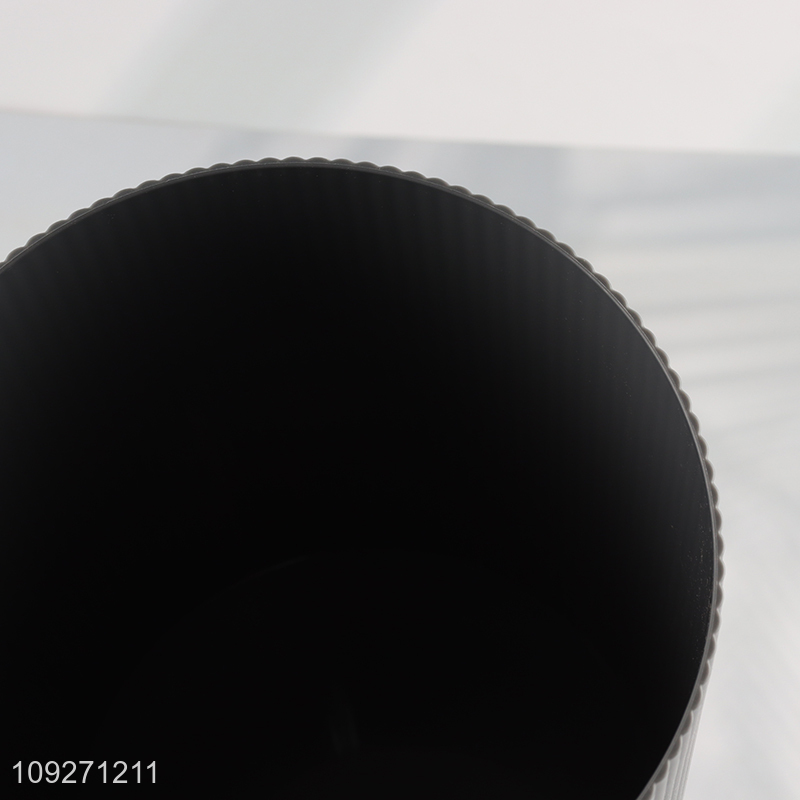 Factory price home office round plastic waste bin with bamboo lid