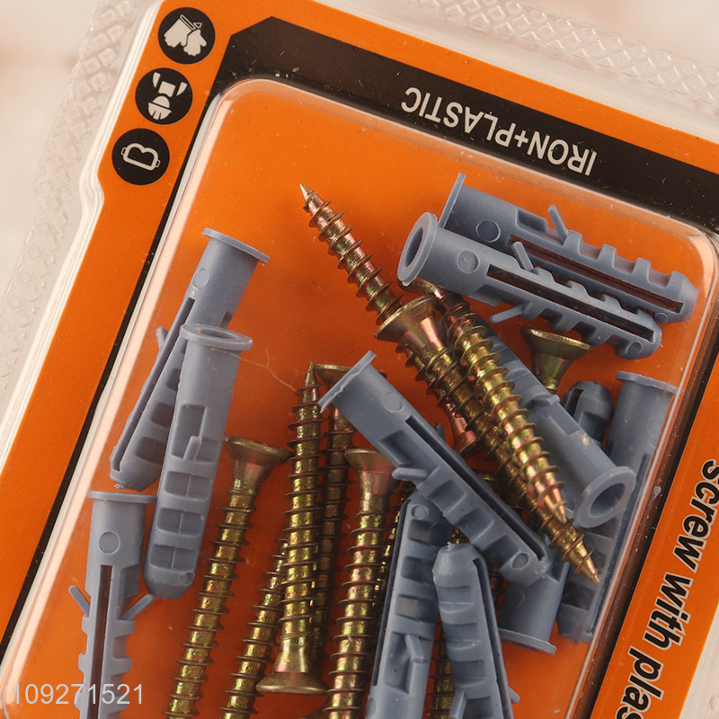 Low price hardware accessories iron screw with plastic tube