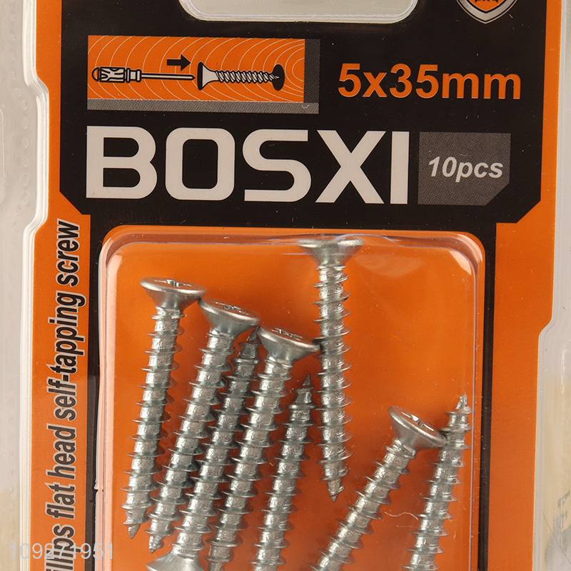 China products 10pcs 5*35mm zinc-plated phillips flat head self-tapping screws