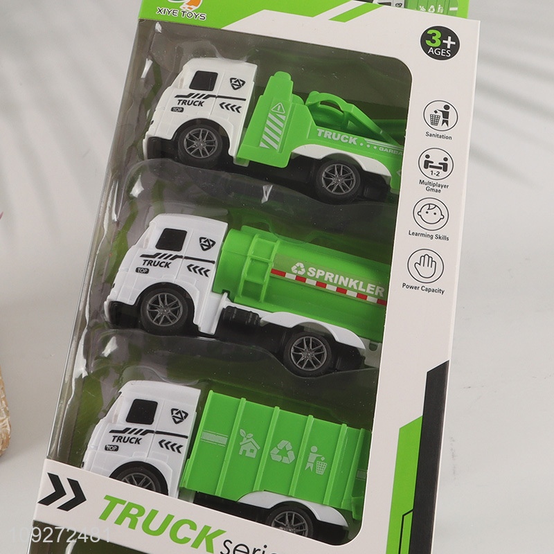 Hot products sanitation truck toy children's toy pull back car set