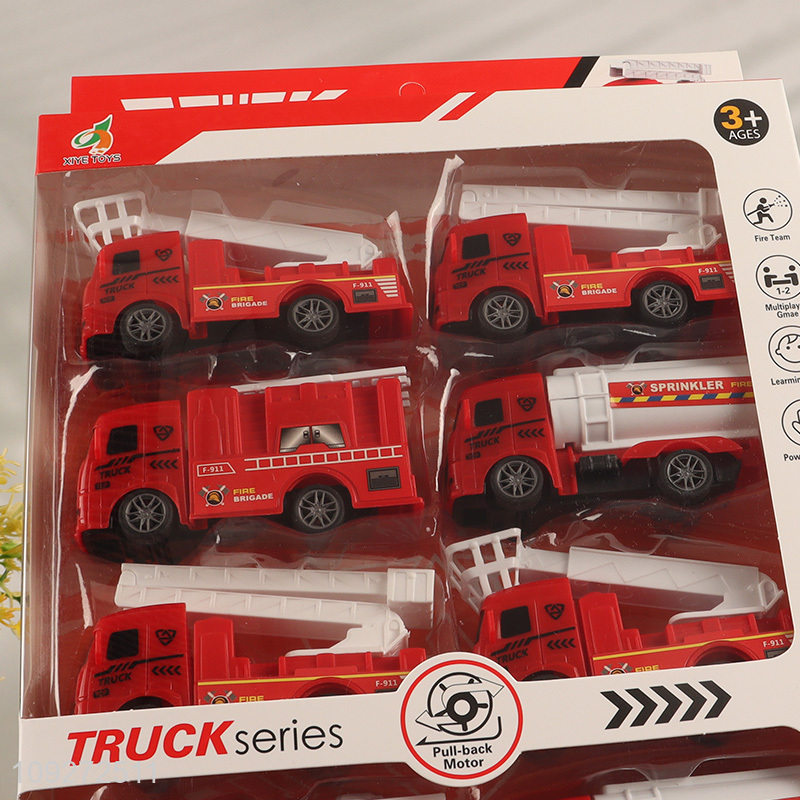 China factory fire fighting truck children's toy pull back car set