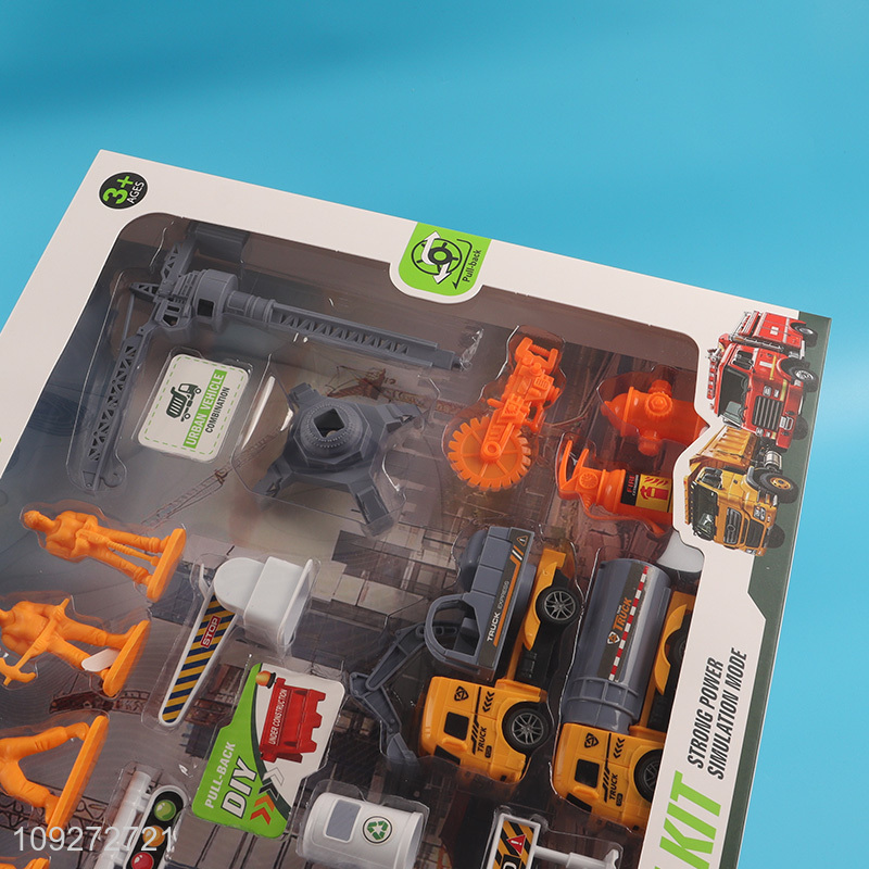 China wholesale engineer series children pull back car toy set