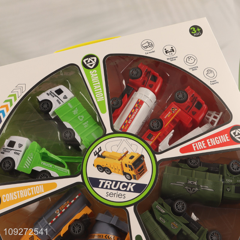 Yiwu market 8pcs children's toy pull back car set truck toy