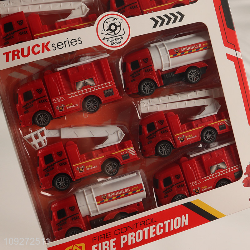 China factory fire fighting truck children's toy pull back car set
