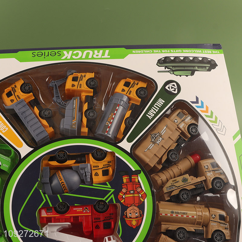 Online wholesale 16pcs truck series children pull back car toy set