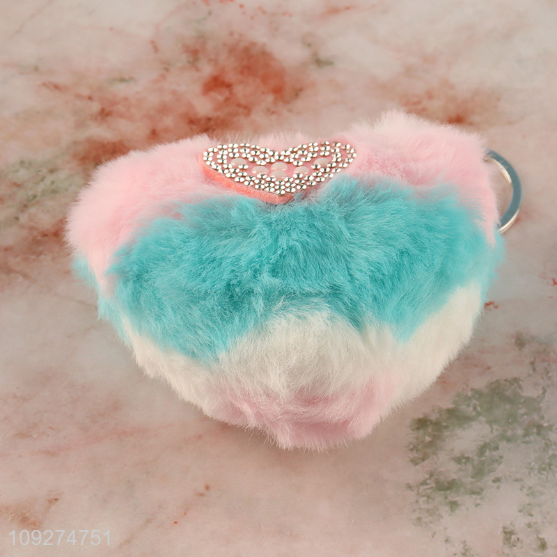 Popular products heart shape plush keychain key rings