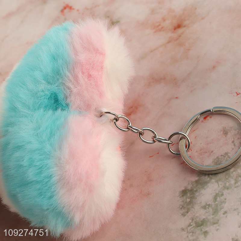 Popular products heart shape plush keychain key rings