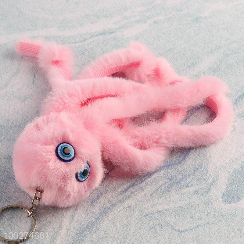 China supplier multicolor plush keychain key rings