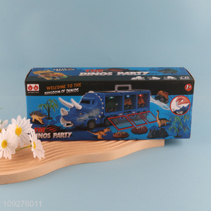 Factory supply children dinosaur truck transport kit with lights&music