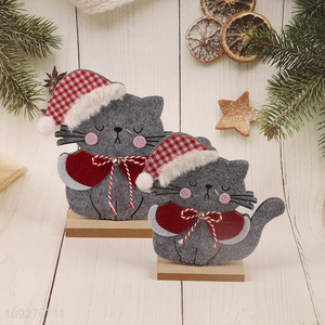 New product cartoon cat wooden christmas ornament decoration