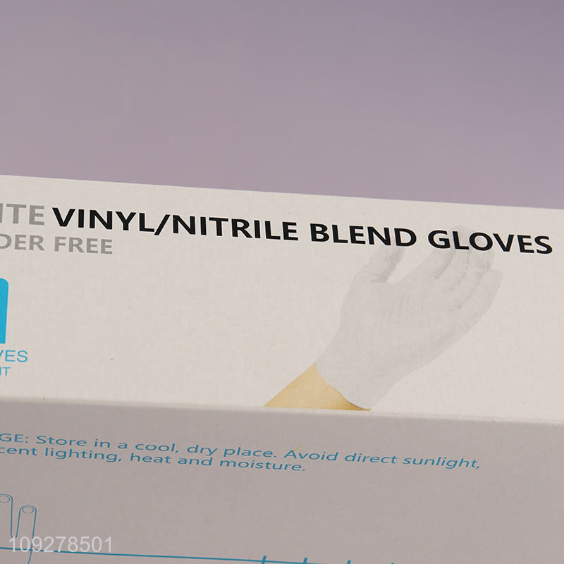 Hot selling white vinyl nitrile blend gloves wholesale