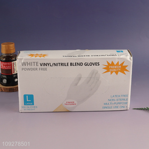 Hot selling white vinyl nitrile blend gloves wholesale