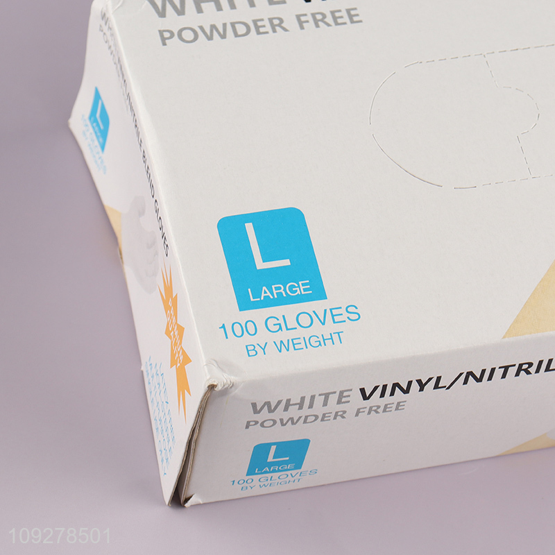 Hot selling white vinyl nitrile blend gloves wholesale