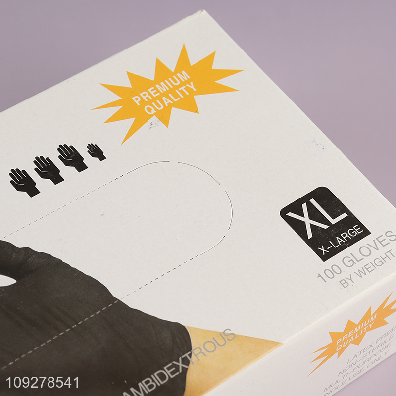 Yiwu market black powder free disposable nitrile gloves for sale
