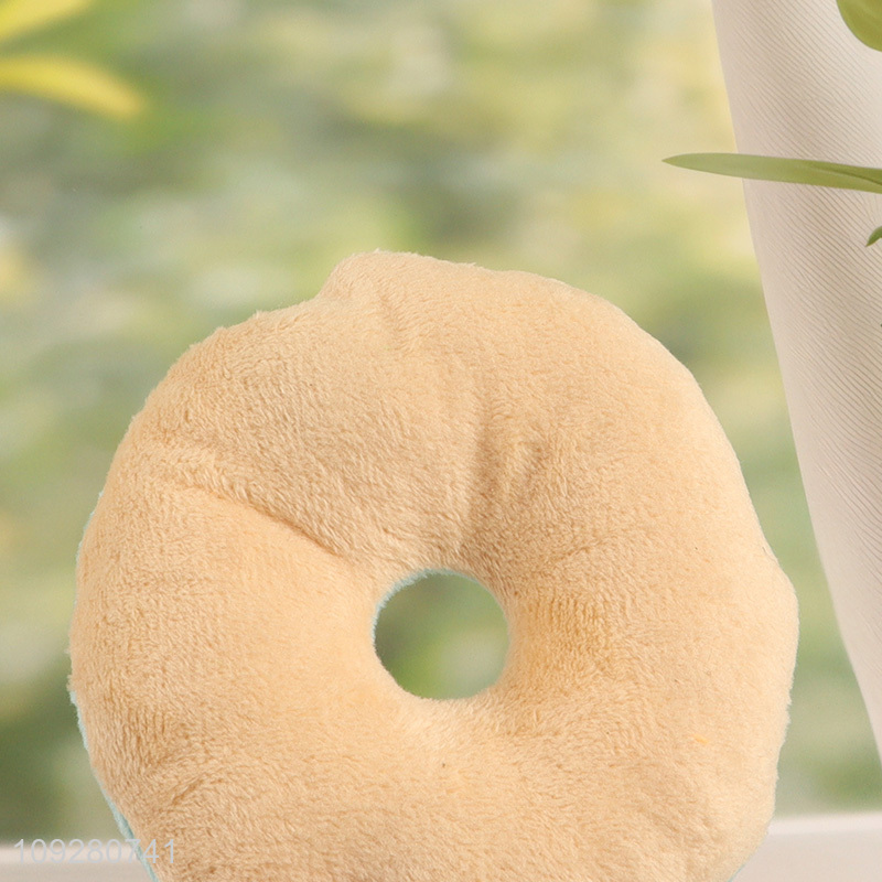 Low price donut shape plush pet chew toys teething toys