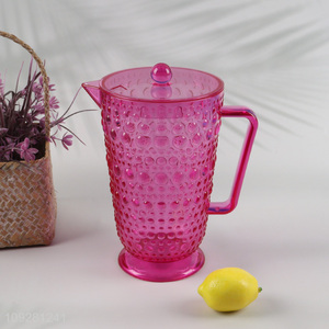 Good selling glass embossed water jug juice jug with handle