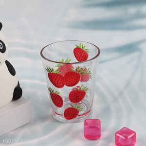 China factory strawberry printed glass water cup drinking cup