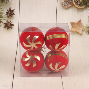 Factory price 4pcs red christmas decoration hanging christmas ball
