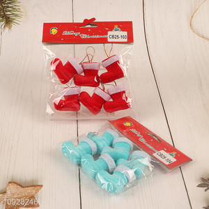Popular products 6pcs mini christmas boots christmas hanging ornament decoration