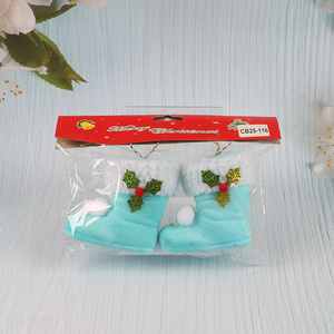 China wholesale 2pcs christmas boots christmas hanging ornament decoration