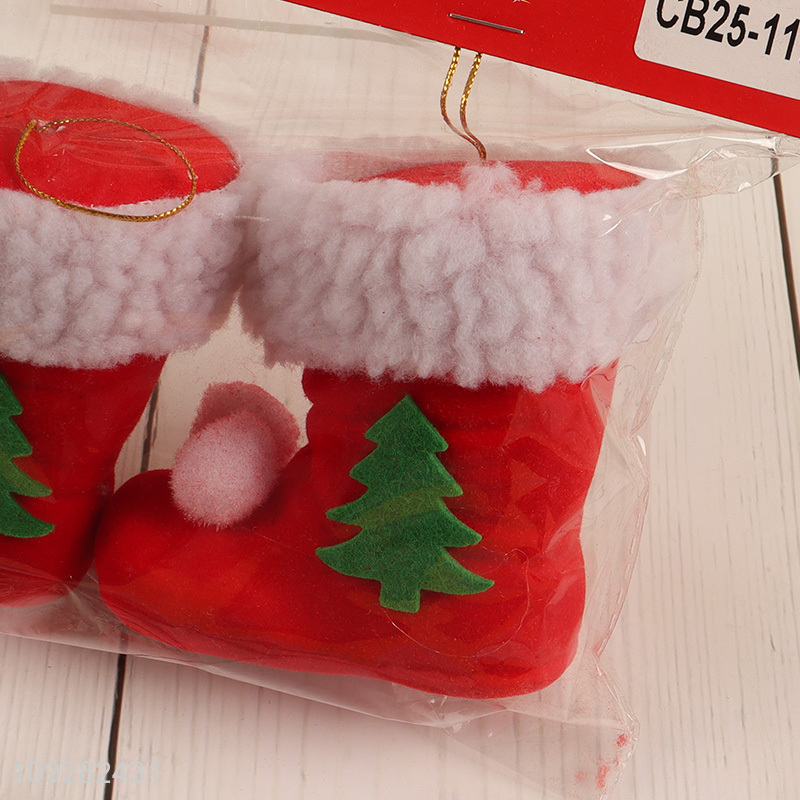 Latest products 2pcs christmas boots christmas hanging ornament decoration set