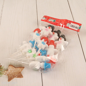 Low price 12pcs mini snowman christmas decoration christmas cake topper