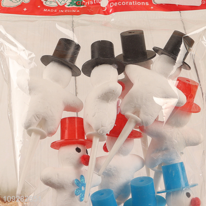 Low price 12pcs mini snowman christmas decoration christmas cake topper