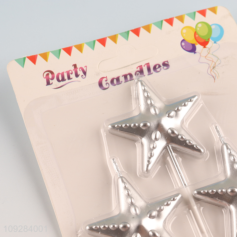 New arrival star shape silver cake candle party decoration candle