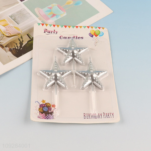 New arrival star shape silver cake candle party decoration candle