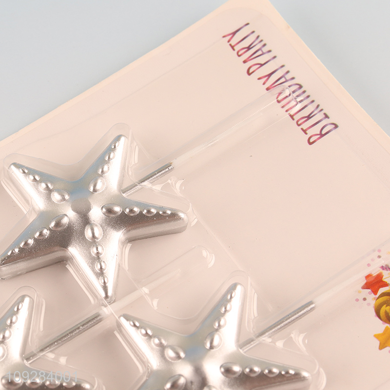 New arrival star shape silver cake candle party decoration candle