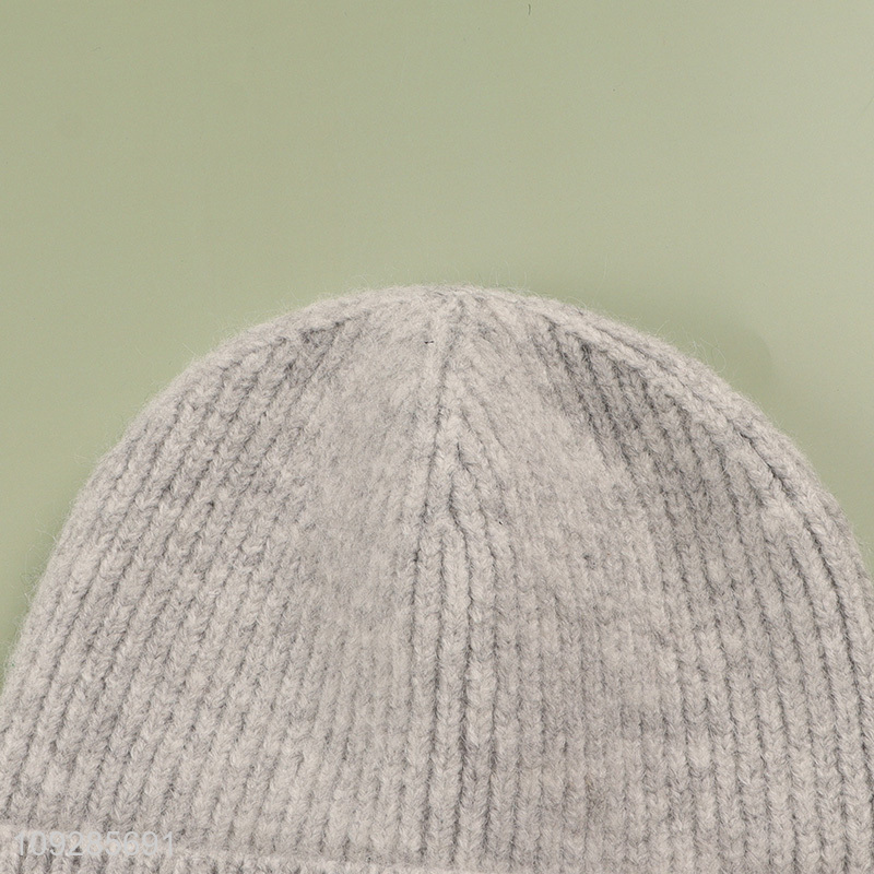 Online wholesale grey winter knitted hat beanies hat