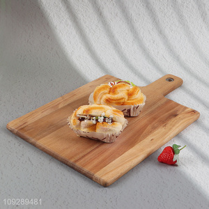 Yiwu market home kitchen bamboo dessert plate with handle