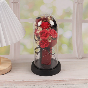 Factory price mini rose flower ornament with led lights