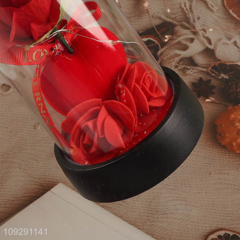 Low price rose flower ornament Valentine's Day gift with lights