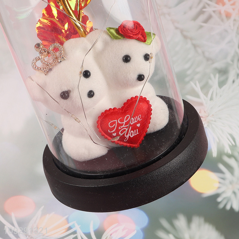 Good selling bear ornament lights Valentine's Day gift with cover