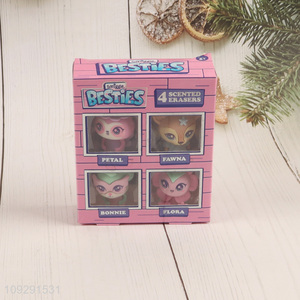 Hot items 4pcs cartoon students stationery scented eraser