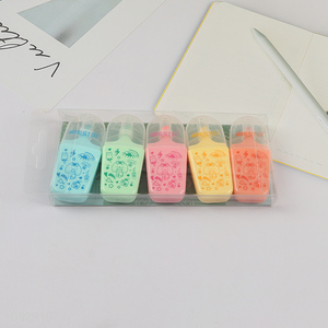 New arrival 5pcs non-toxic multicolor highlighter pen set
