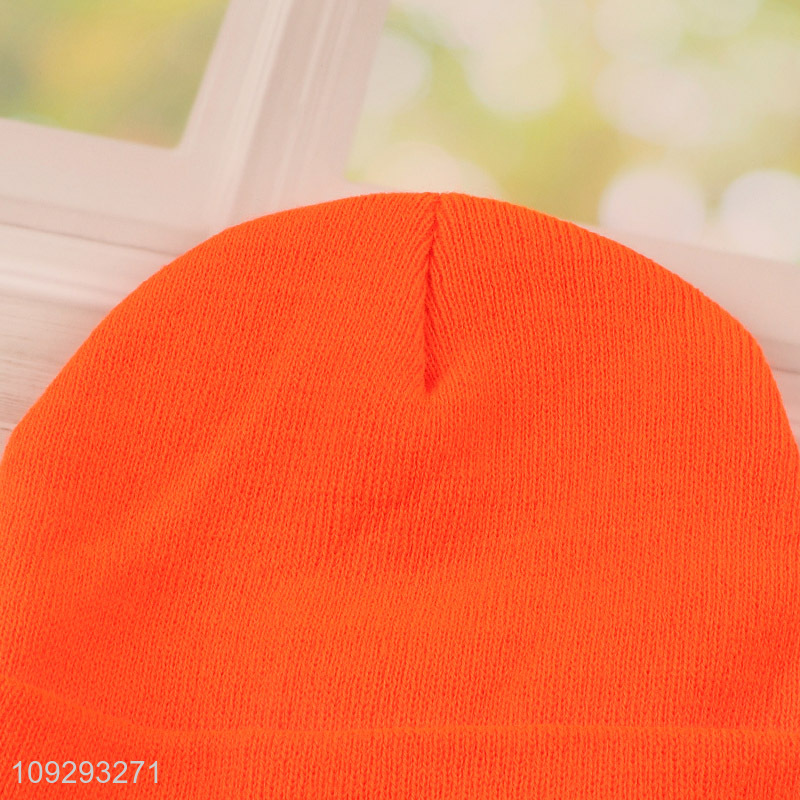 Low price winter polyester knitted hat beanies hat