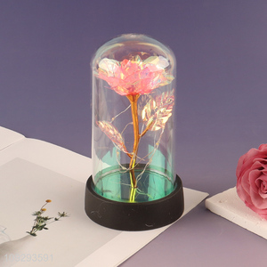 Factory price plastic flower ornament with led lights