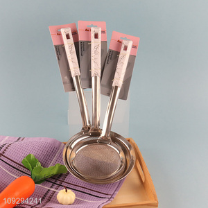 Low price stainless steel mesh filter strainer spoon for kitchen