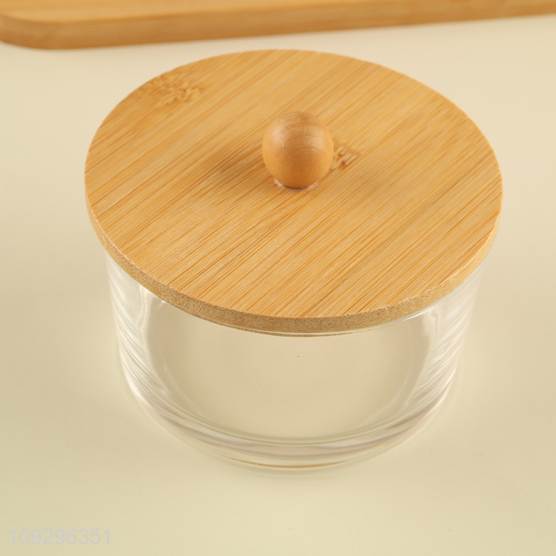 Best sale household glass storage jar with bamboo lid