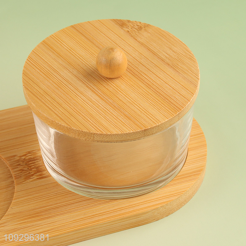 Most popular round glass storage jar with lid&holder