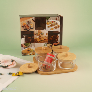 Best selling round snack glass storage jar with holder