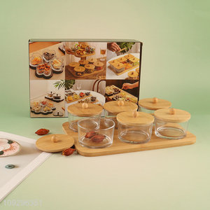 Best sale household glass storage jar with bamboo lid