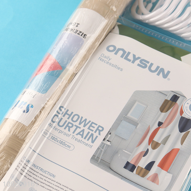 New arrival bathroom accessories shower curtain with bathroom mat