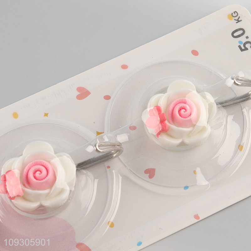 Best price 2pcs flower shape sticky hook wall hook