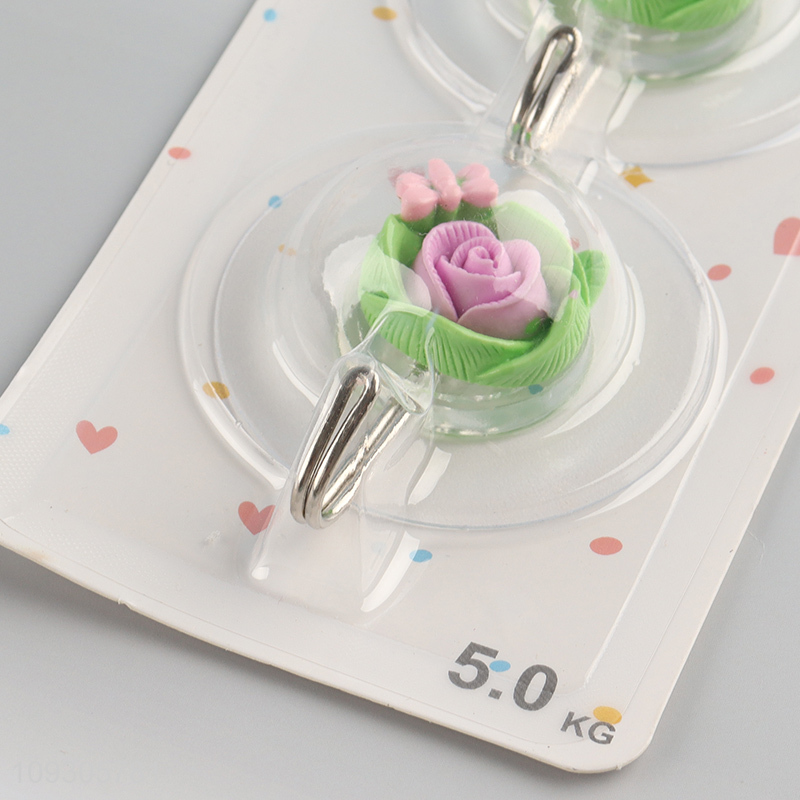 Top selling flower shape 2pcs sticky hook wall hook